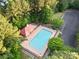 Aerial view of community pool with lounge chairs, a pool house, and parking at 1677 Shetland Ln, Rock Hill, SC 29730
