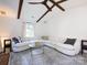 Comfortable living room with sectional sofa, wood beams, fireplace, and stylish decor with views at 101 Treeline Dr, Belmont, NC 28012