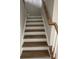 Stairway with neutral carpet and oak banister at 1411 Cottage Green Dr # 218, Monroe, NC 28112
