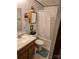 Bright bathroom with vanity, toilet, shower and tub combination with shower curtain at 16711 Indian Mound Rd, Albemarle, NC 28001