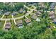Stunning aerial view of the neighborhood showcasing well-manicured lawns, mature trees, and beautiful homes at 2009 Freeport Dr, Indian Trail, NC 28079