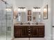 Updated bathroom features a double sink vanity with a tiled walk-in shower at 2009 Freeport Dr, Indian Trail, NC 28079