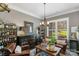 The living room has leather chairs, a bar, and lots of natural light at 2009 Freeport Dr, Indian Trail, NC 28079