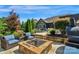 Comfortable patio with a fire pit, cozy seating, and manicured landscaping at 2009 Freeport Dr, Indian Trail, NC 28079
