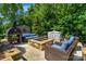 Inviting patio features a stone fire pit, wood-fired oven, and comfortable outdoor seating at 2009 Freeport Dr, Indian Trail, NC 28079