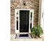 Elegant front door with sidelights, stone surround, and decorative potted plant at 4205 Springhaven Dr, Charlotte, NC 28269