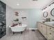 Bright bathroom with a soaking tub and double vanity at 4615 Lockhart Rd, Sharon, SC 29742