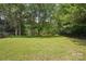 Spacious backyard with mature trees and privacy fence at 7107 Cedarfield Rd, Charlotte, NC 28227