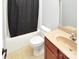 Full bathroom with a tub and shower combination, toilet, and a vanity with a sink at 8712 Soaring Eagle Ln, Waxhaw, NC 28173
