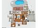 3D floor plan showcasing the home's layout with a pool and patio area at 107 Creekwood Dr, Dallas, NC 28034