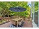 Spacious deck with seating, dining area, and patio umbrella; great for outdoor entertaining at 15620 Glen Miro Dr, Huntersville, NC 28078