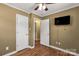 Bedroom with hardwood flooring, closet, and doorway to the hallway at 203 Nottingham Dr, York, SC 29745