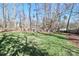Spacious backyard with green grass, mature trees, and a wooden fence creating a serene outdoor retreat at 251 Gleneagles E Rd, Statesville, NC 28625