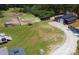 Aerial view of the house, barn, horse paddocks, and jet ski at 265 St Matthews Church Rd, Salisbury, NC 28146