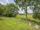 Expansive backyard with a lush lawn and a winding pathway, offering a serene and private outdoor space at 4090 Sunset Dr, Rock Hill, SC 29732