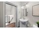 Half bathroom with modern vanity and fixtures at 4708 S Hill View Dr, Charlotte, NC 28210