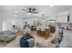 Open living space featuring kitchen and seating areas and large island, great for entertaining at 4932 Delivau Dr, Charlotte, NC 28215