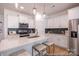 Modern kitchen with a kitchen island, stainless steel appliances, pendant lighting and plenty of cabinet space at 622 Station St # 48, Clover, SC 29710