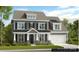 Charming two-story home featuring stylish gray siding, complementary black shutters and covered front porch at 3082 Tramore Dr, Harrisburg, NC 28075