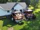 Spacious backyard featuring an elevated wooden deck with two gazebos at 135 Primrose Dr, Salisbury, NC 28147
