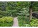 Discover serenity in this backyard, featuring a stone pathway surrounded by lush greenery and landscaping at 140 Quiet Cove Rd, Mooresville, NC 28117