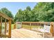 Wooden back deck offering a serene outdoor space for relaxation with a beautiful backyard and lush trees at 1920 E Nc Hwy 24/27 None, Biscoe, NC 27209