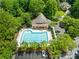 Aerial shot of community pool with lounge chairs and parking at 2455 Talbot Ct, Sherrills Ford, NC 28673
