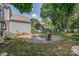 Spacious backyard features a stone fire pit and neatly manicured lawn at 2936 Saintfield Pl, Charlotte, NC 28270