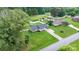Aerial view features a house and sprawling yard with white fence and neighboring pool at 3545 Yorkland Dr, Hickory, NC 28601