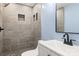 Updated bathroom with a tiled shower, modern fixtures, and a sink vanity at 4351 Saluda Rd, Rock Hill, SC 29730