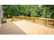 Expansive wooden deck with railing overlooking the lush backyard of the property at 8337 Norcroft Dr, Charlotte, NC 28269