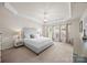 Serene main bedroom featuring a tray ceiling, plush carpet, and bright windows at 15211 Colonial Park Dr, Huntersville, NC 28078