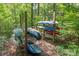 Kayak storage racks with a variety of kayaks and paddle boards, facilitating easy access to water sports at 221 N Centurion Ln, Mount Holly, NC 28120