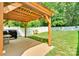 Cozy patio with wooden pergola, barbecue grill, and a lush green lawn at 2662 14Th Ne St, Hickory, NC 28601