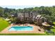 Expansive backyard featuring a pool, patio, and well-maintained landscaping perfect for outdoor entertaining at 929 Blacksnake Rd, Stanley, NC 28164