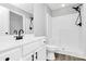 Bathroom features modern vanity, with a step in shower at 3853 Carl Parmer Dr, Harrisburg, NC 28075