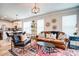 Open-concept living space flows into the kitchen with stylish decor and hardwood floors at 3925 Rothwood Ln, Harrisburg, NC 28075