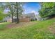 Spacious backyard with lush lawn, bordered by trees and a wooden fence, offering privacy and space at 9136 Four Mile Creek Rd, Charlotte, NC 28277