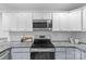 Well-maintained kitchen features granite counters, subway tile backsplash, and modern appliances at 9136 Four Mile Creek Rd, Charlotte, NC 28277