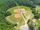 Aerial view of well-maintained community baseball fields surrounded by lush greenery and trees at 106 Guffey Rd, Cherryville, NC 28021