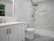 Beautiful bathroom featuring marble shower, a modern sink, and elegant fixtures at 1538 Hilltop Dr, Shelby, NC 28150