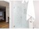 Modern bathroom featuring a glass enclosed shower with white marble-style tile at 2949 Glenstone Dr, Rock Hill, SC 29730