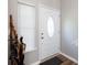 Entryway with white door with glass oval and various walking sticks at 2949 Glenstone Dr, Rock Hill, SC 29730