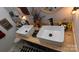 Bathroom with a double vanity, square vessel sinks, and matte black faucets at 311 Wilkes Place Dr, Fort Mill, SC 29715