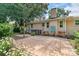 Spacious backyard patio ideal for entertaining, with a brick exterior and a lovely garden at 810 Lakeview Dr, Pineville, NC 28134