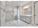 Luxurious bathroom with a glass shower and vanity with a large framed mirror at 3018 Trace Meadow Ct # 125, York, SC 29745