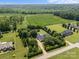 An aerial view shows a home with a pool, surrounded by mature trees and lush fields, blending comfort with nature at 315 Talon Dr, Salisbury, NC 28147