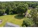 An aerial view showing a large backyard with mature tree and fenced area at 416 Park Ave, Granite Quarry, NC 28072