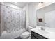 Clean bathroom with shower-tub combination and modern sink at 9921 Oaklawn Nw Blvd, Huntersville, NC 28078