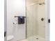 This bathroom offers a stand up shower, towel rack, and toilet at 1919 Gay St, Statesville, NC 28625